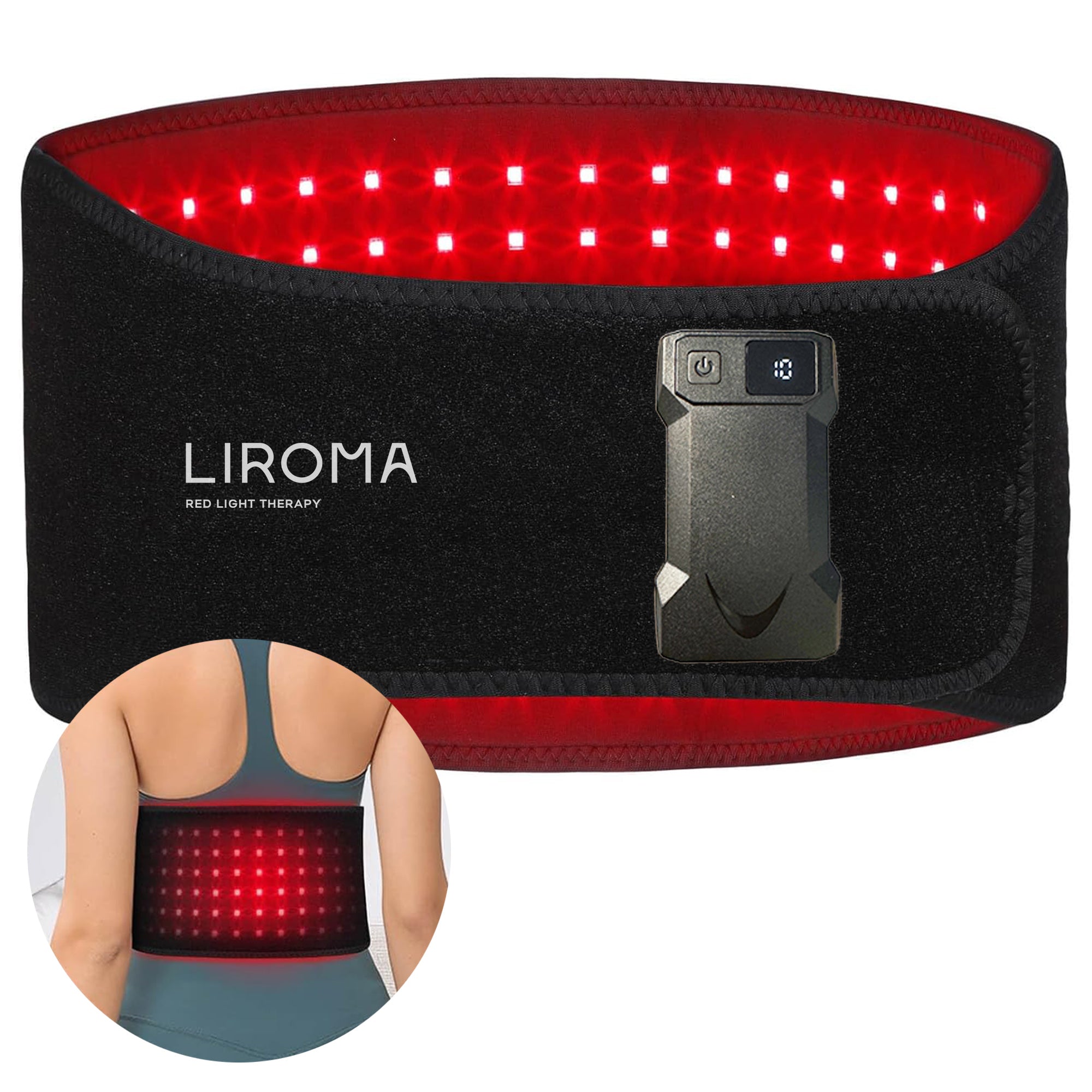 LIROMA® SHIELD sarkanās gaismas terapijas muguras josta